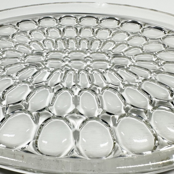 vintage Jeannette 12" Handled glass Tray Thumbprint gold trim platter glassware - Picture 6 of 11